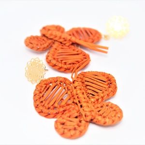 Iraca Palm Earrings Orange Butterfly